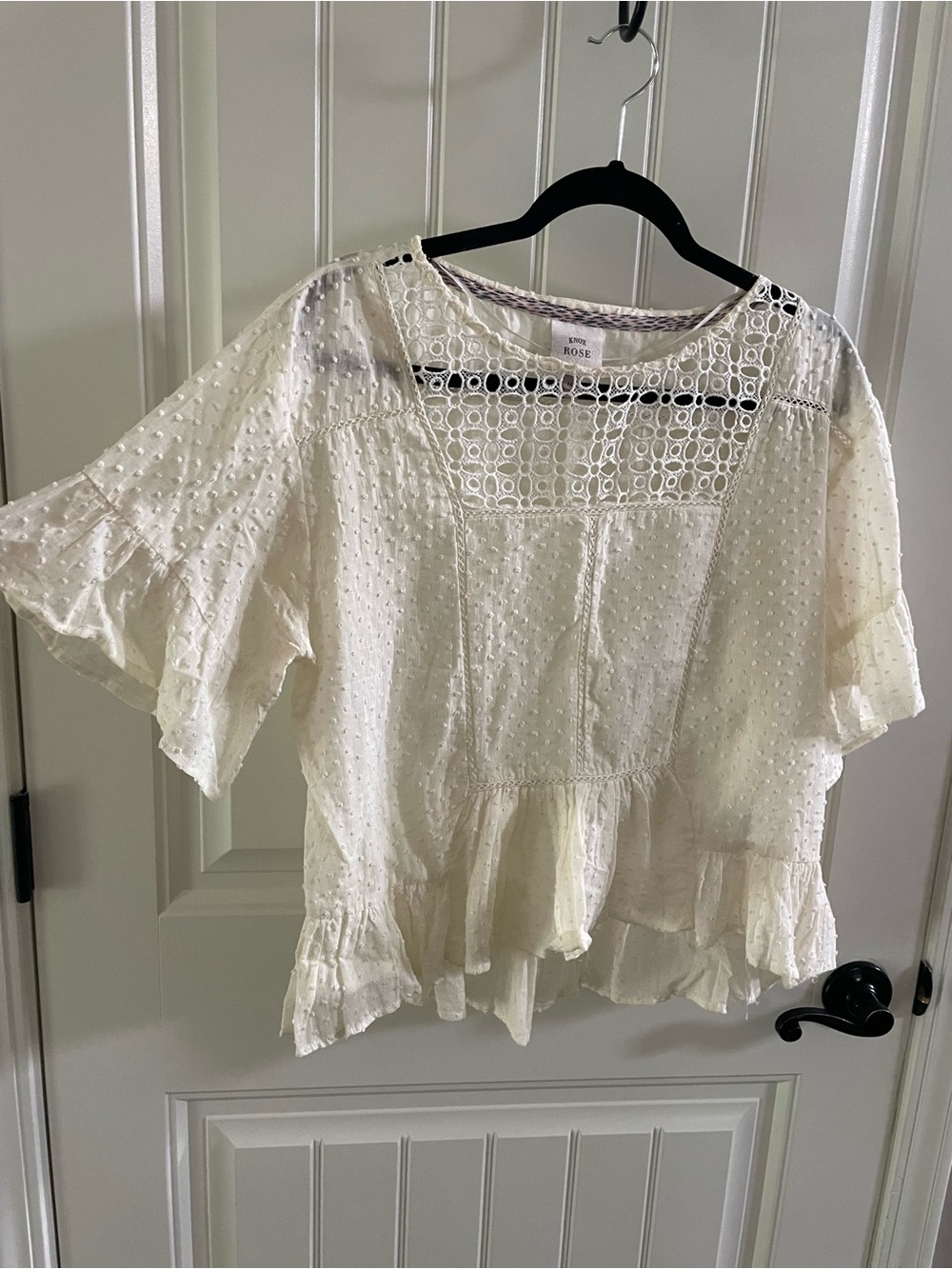 Knox Rose Cream Eyelet Ruffle Blouse